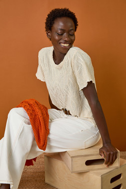 Roman Ivory Textured Short Sleeve T-Shirt