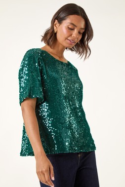 Roman Sequin Embellished T-Shirt