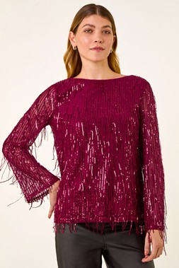 Roman Tassel Sequin Top
