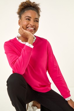 Roman Pink Frill Trim Sweatshirt