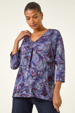 Roman Purple Printed Jersey Snit Top