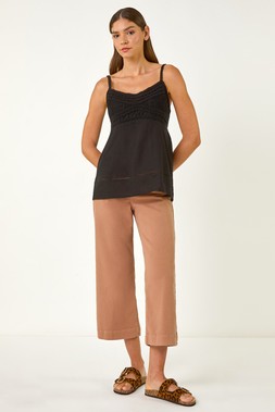 Roman Black Crochet Cami Top