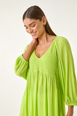 Roman Shirred V-Neck Top