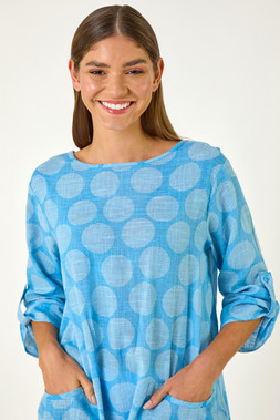 Roman Spot Print Longline Tunic Top