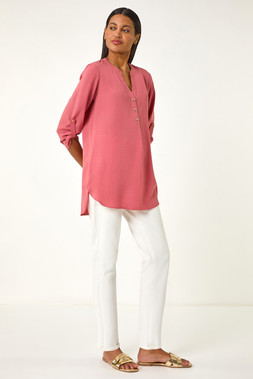 Roman Longline Bow Button Tunic Top