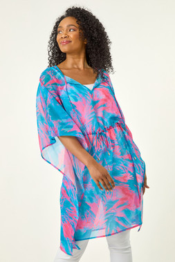 Roman Petite Abstract Tie Waist Cover Up