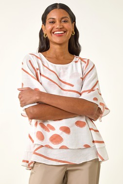 Roman Abstract Layered Tunic Top