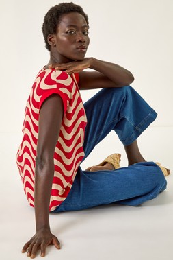 Roman Wave Print Shell Top