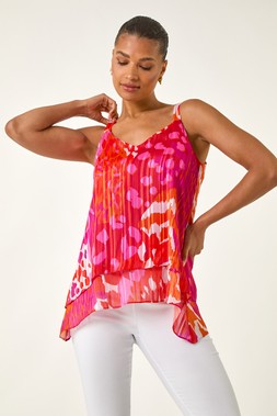 Roman Pink Abstract Layered Cami Top