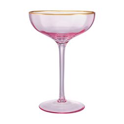 Homesense - Pink Champagne Glass Gold Rim, &pound;2.99