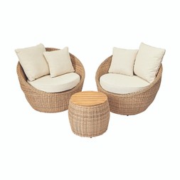 OUTDOOR 3 Piece Set Swivel Chairs & Side Table £799.99