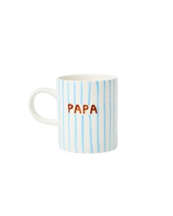 Blue & Brown Pinstripe Ceramic Papa Mug
