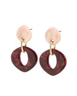 Delara Brown & Pink Resin Loop Drop Earrings