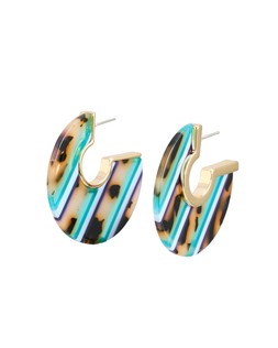 Regina Tort Stripe Resin & Gold Hoop Earrings