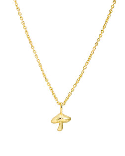 Myra Mushroom Charm Brushed Gold Plated Pendant Necklace