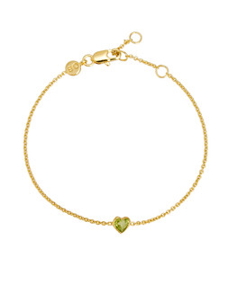 Auden Peridot Inlay Heart Charm Gold Plated Chain Bracelet