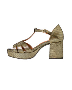 Esska Cam Gold Heeled Platform Sandals £170