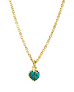 Auden Copper Turquoise Heart Charm Gold Plated Pendant Necklace £42.00 €55.00