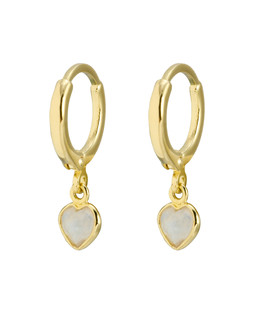 Auden Moonstone Heart Charm Gold Plated Hoop Drop Earrings £36.00 €47.00
