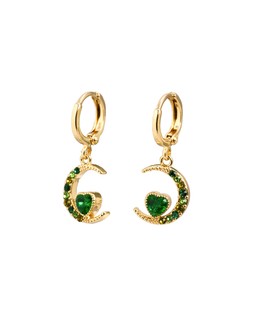 Avaluna Green Stone Moon & Heart Charm Drop Earrings £18.00 €23.50