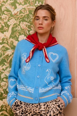 Blue Embroidered Crew Neck Knitted Cardigan £68 (2)