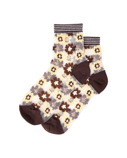Brown & Yellow Floral Sheer Socks £8.50