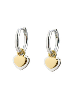 Callie Double Heart Charm Silver Plated & Gold Plated Hoop Earrings £45.00 €59.00