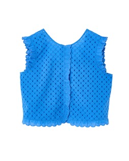 Cobalt Blue Broderie Frill Sleeveless Top £55 €72