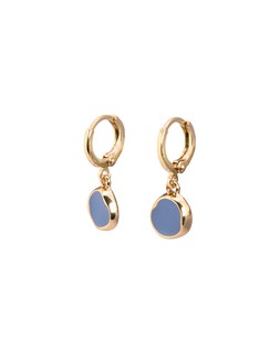 Emir Blue Enamel Disc Huggie Earrings £14.50