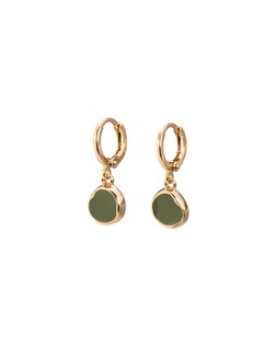 Emir Green Enamel Disc Drop Huggie Earrings £14.50
