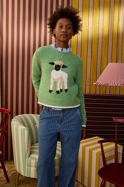 Green Daisy Sheep Crew Neck Knitted Jumper £68