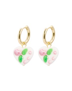Lydia Ceramic Painted Heart Drop Hoop Earrings £18
