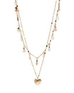 Molly Multi Cherry Charm Double Row Heart Pendant Necklace £28