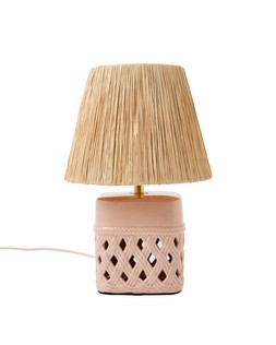 Savina Pink Ceramic Raffia Desk & Table Lamp £98