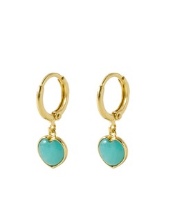 Sorcha Amazonite Inlay Heart Charm Gold Plated Hoop Drop Earrings £55.00 €72.00