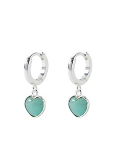 Sorcha Amazonite Inlay Heart Charm Silver Plated Hoop Drop Earrings £52.00 €68.00
