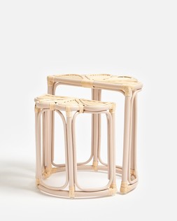 Vero Pink Rattan Petal Nesting Side Tables £195