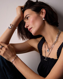Toni Silver Tone Waterproof Long T-Bar Necklace