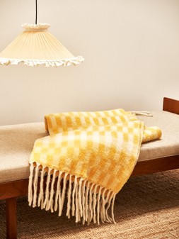 Yellow Gingham Fluffy Square Throw £49.50