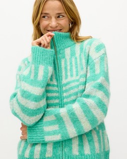 Green Geometric Zip Up Knitted Bomber Jacket £75