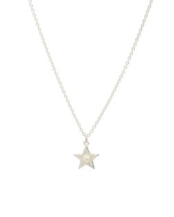 Arista Engraved Star Charm with Pearl Inlay Silver Pendant Necklace £45