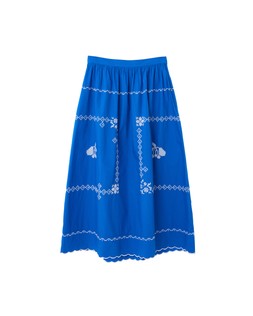 Blue Cross Stitch Midi Skirt £75