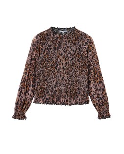 Brown Animal Print Shirred Mesh Top £40