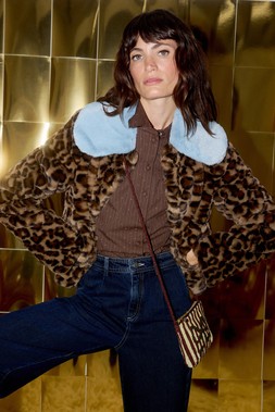 Brown Leopard Print Contrast Collar Faux Fur Coat £98 (3) 1956535