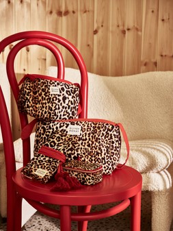 Brown & Red Leopard Print Small Wash Bag with Wrist Strap £18.5 & Brown & Red Leopard Print Large Wash Bag with Wrist Strap £25