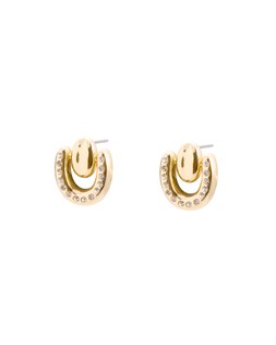 Marisol Stone Semi Circle Gold Tone Stud Earrings £14.50