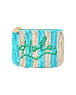 Oliver Bonas Aqua Stripe Beaded Pouch £22