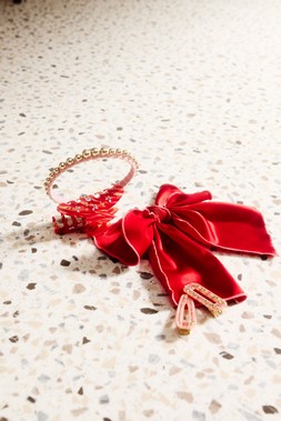 Oliver Bonas Daphne Gold Ball & Pink Velvet Thin Metal Headband £24 (1)