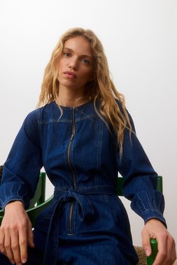 Oliver Bonas Denim Tuck Shoulder Zip Through Jumpsuit £90 (1)