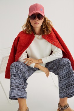 Oliver Bonas Flower Applique Sweater £55.00 - Red Quilted Jacket £95.00 - Woden Line Sude Leopard Velcro Sandal £89.95 - Double Bridge Aviator Faux Torte Sunglasses £29 (4)